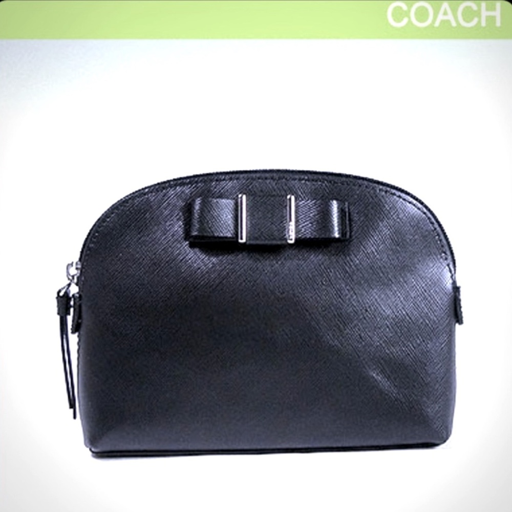 COACH Darcy Black Leather Cosmetic Case New w/o Tags Retail $85-$78